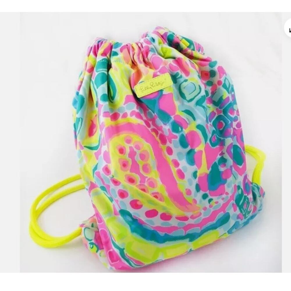 Lilly Pulitzer Cinch Drawstring Beach Sports Yoga Gym Bag Backpack